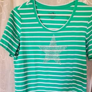 Seafoam green and white top